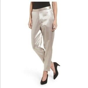 Leith Xs Chic Metallic Gold  Women's Trousers Night Out Party Pants